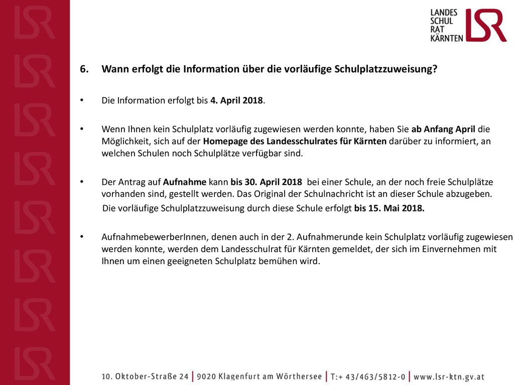 Wann erfolgt die Information über die vorläufige Schulplatzzuweisung