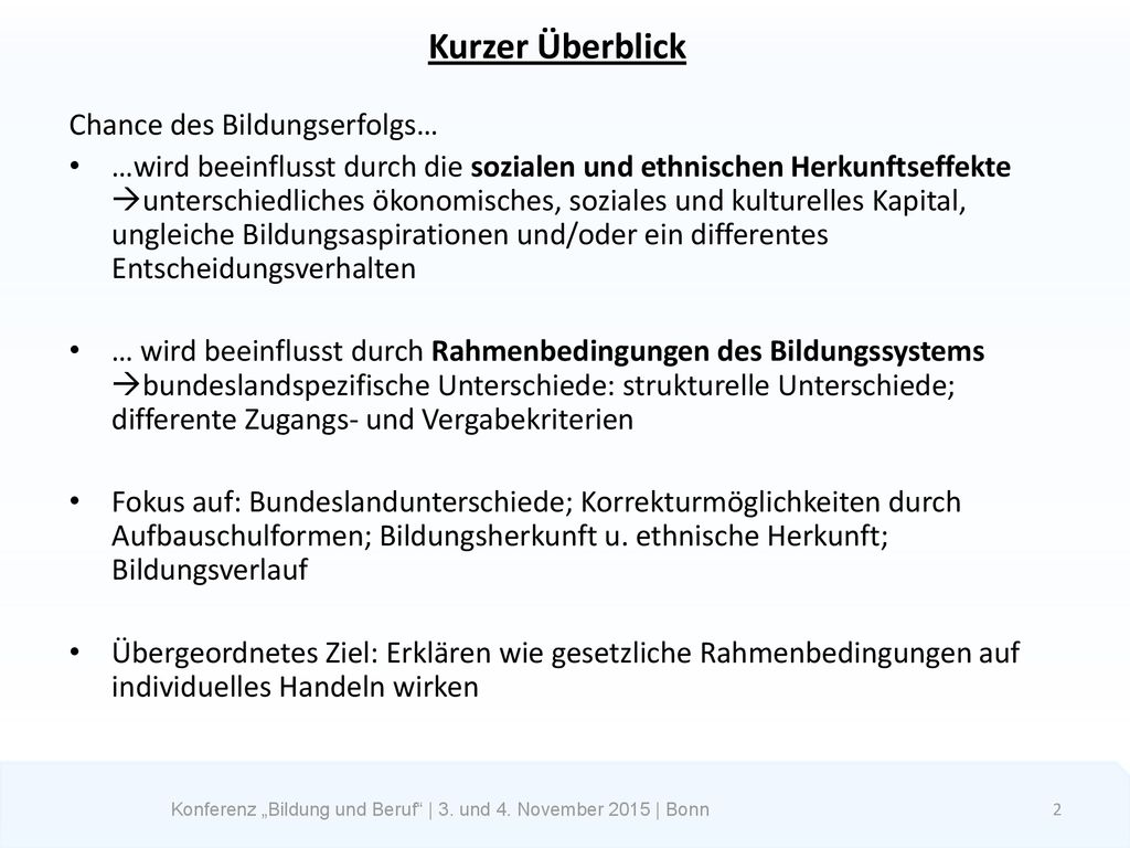 Konferenz „Bildung und Beruf | 3. und 4. November 2015 | Bonn