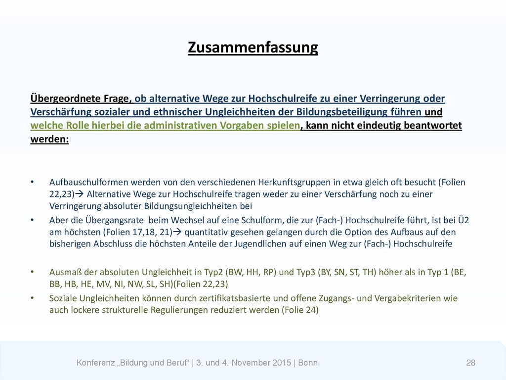 Konferenz „Bildung und Beruf | 3. und 4. November 2015 | Bonn