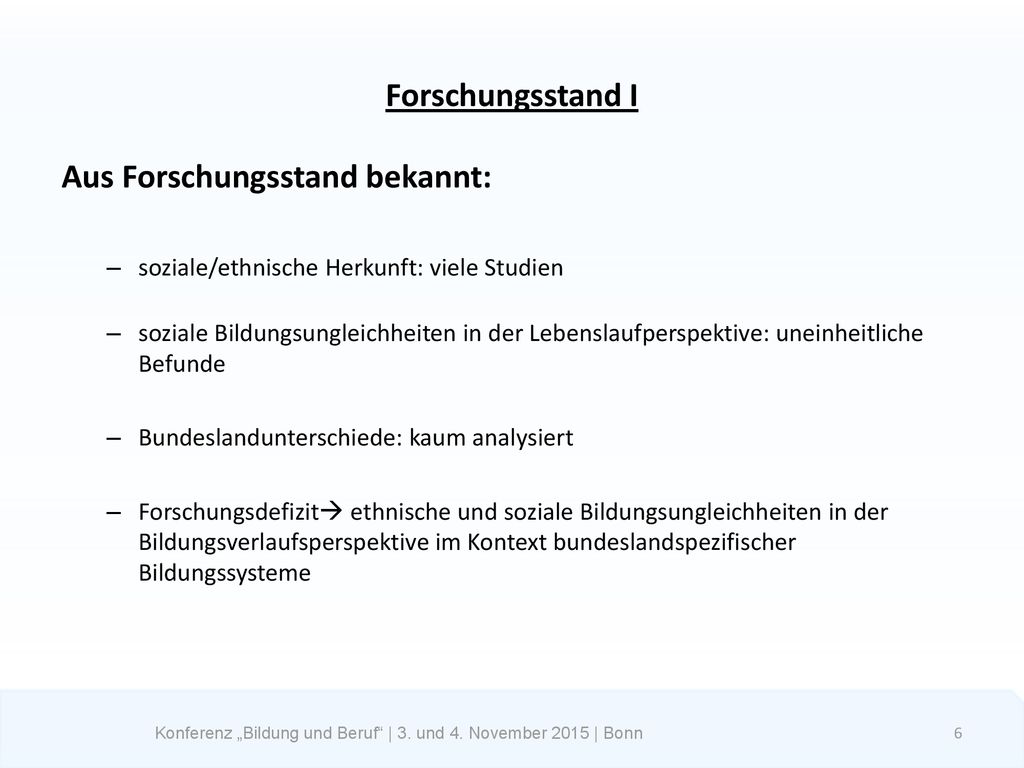 Konferenz „Bildung und Beruf | 3. und 4. November 2015 | Bonn