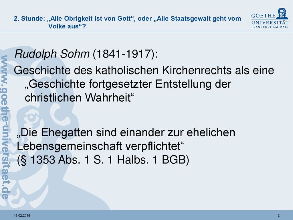 2. Stunde: „Alle Obrigkeit ist von Gott , oder „Alle Staatsgewalt geht vom Volke aus