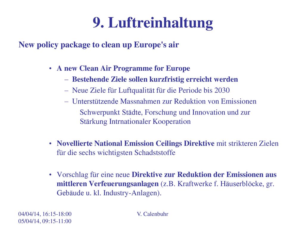 9. Luftreinhaltung New policy package to clean up Europe s air