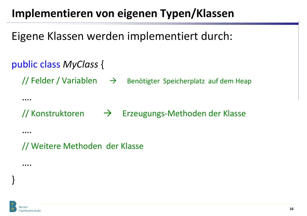 Implementieren von eigenen Typen/Klassen