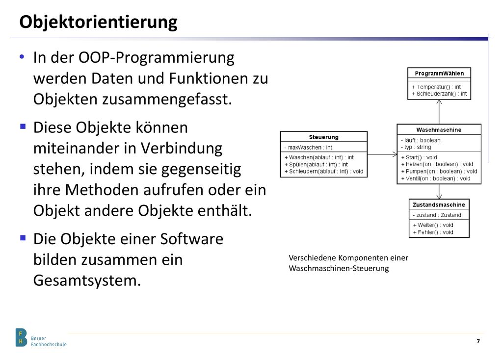 Objektorientierung In der OOP-Programmierung werden Daten und Funktionen zu Objekten zusammengefasst.