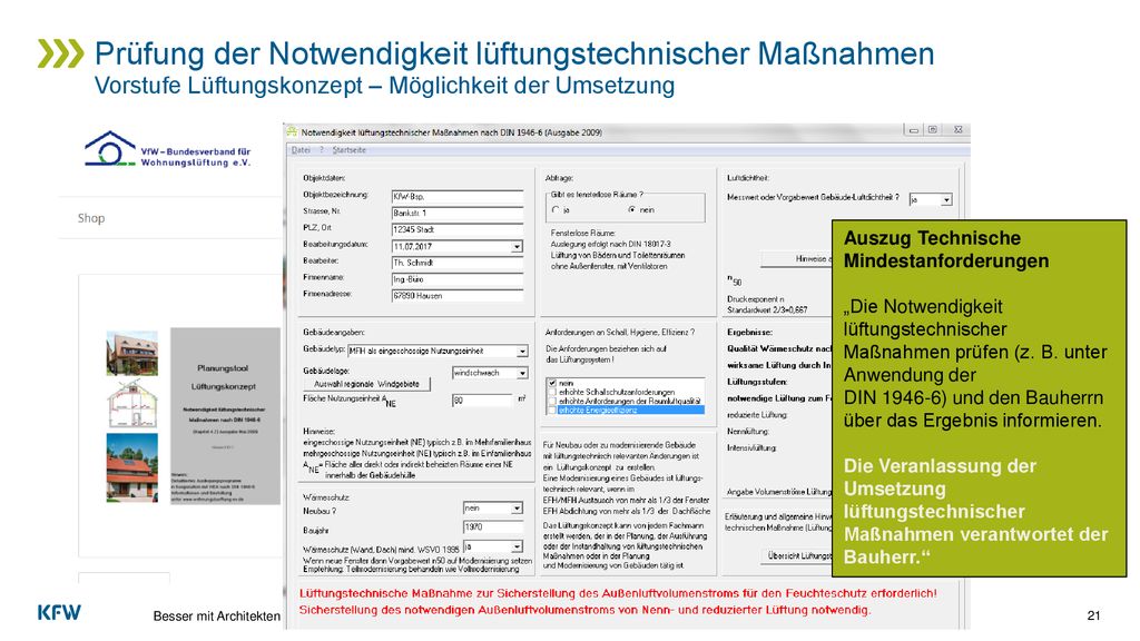 Prüfung der Notwendigkeit lüftungstechnischer Maßnahmen Vorstufe Lüftungskonzept – Möglichkeit der Umsetzung