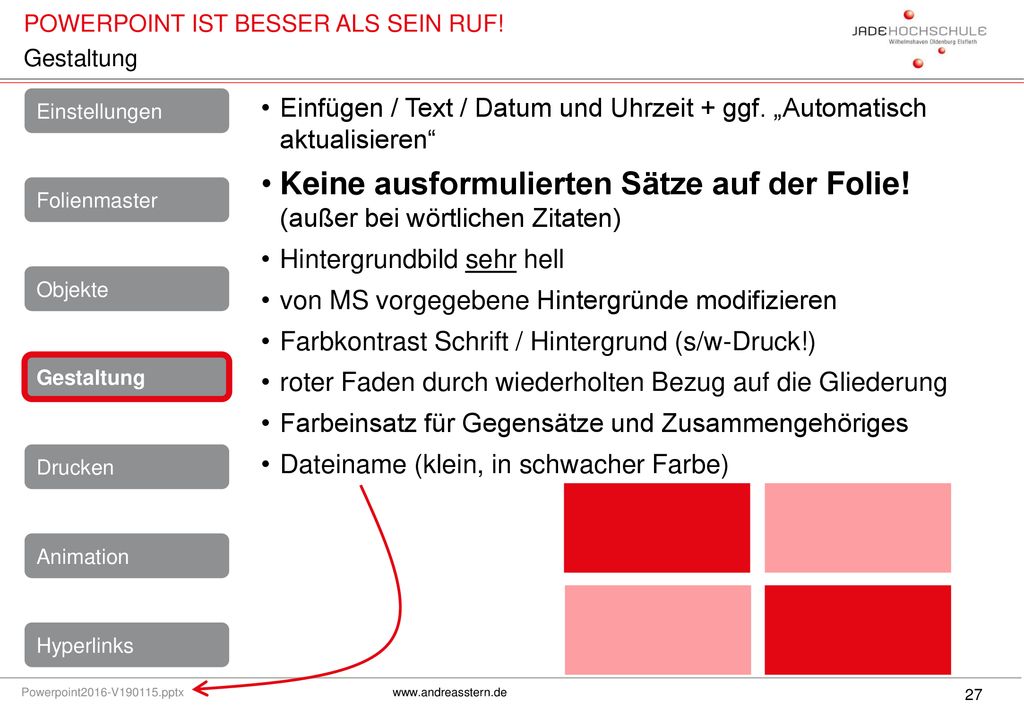 Gestaltung Einfügen / Text / Datum und Uhrzeit + ggf. „Automatisch aktualisieren