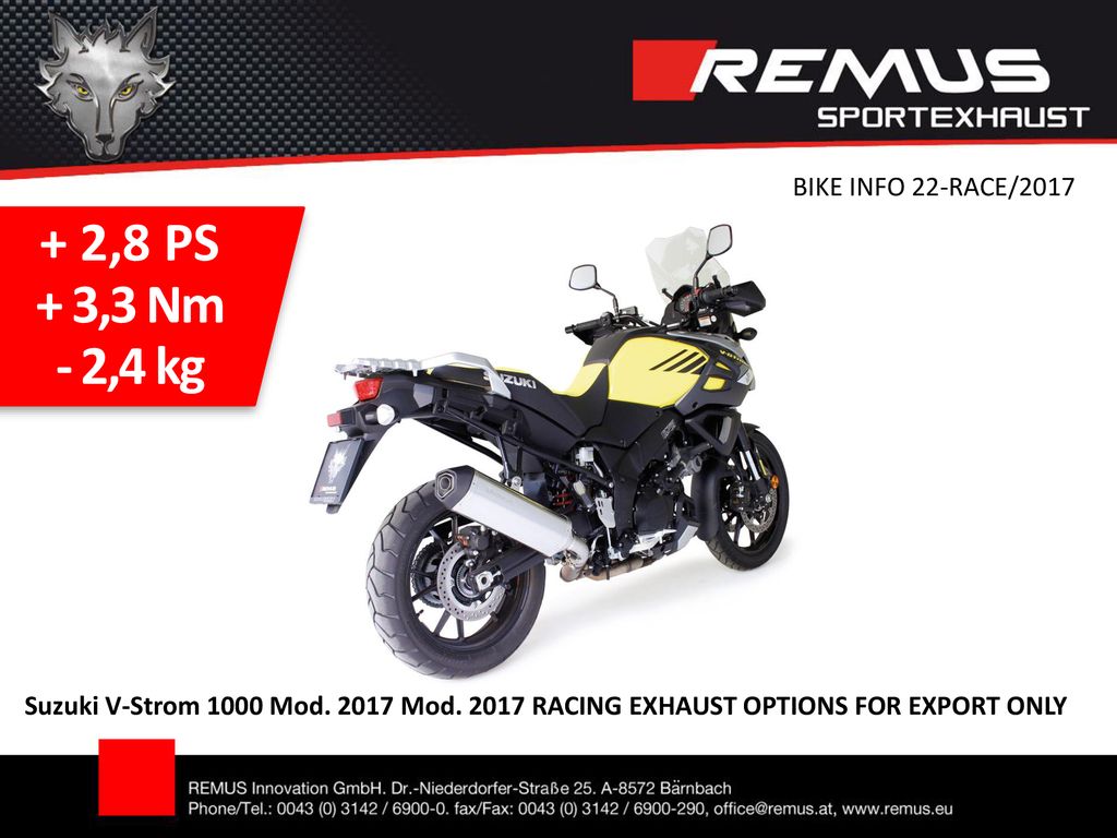 + 2,8 PS + 3,3 Nm - 2,4 kg BIKE INFO 22-RACE/2017