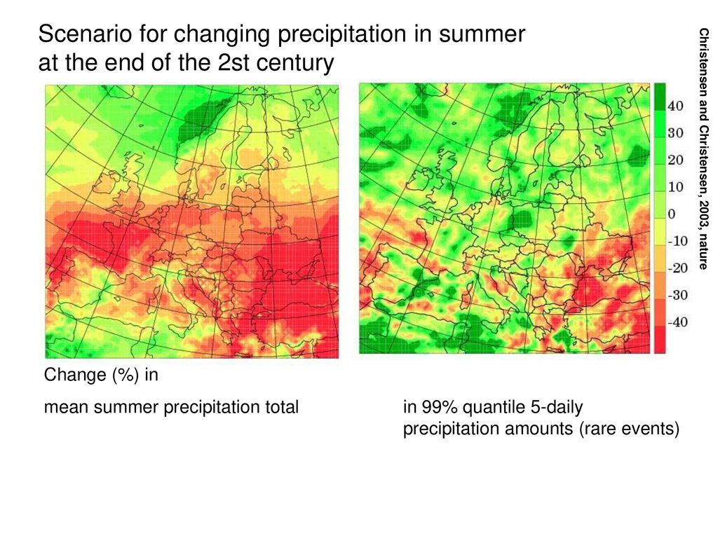 Scenario for changing precipitation in summer at the end of the 2st century