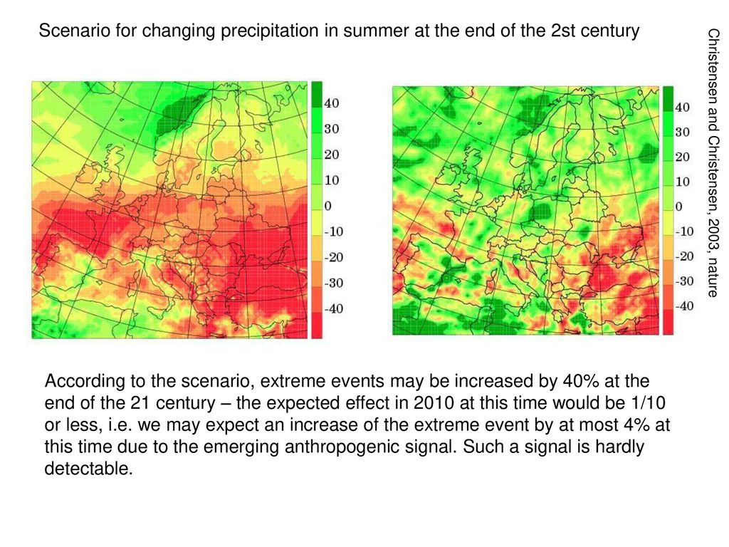 Scenario for changing precipitation in summer at the end of the 2st century