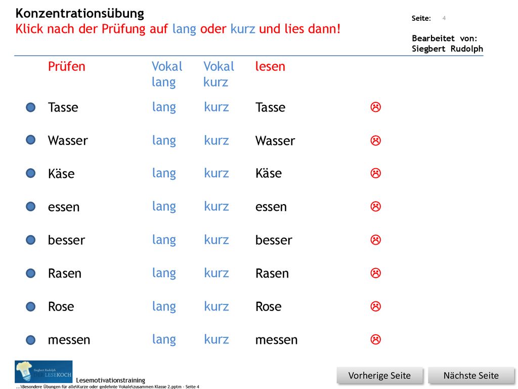 Klick nach der Prüfung auf lang oder kurz und lies dann!