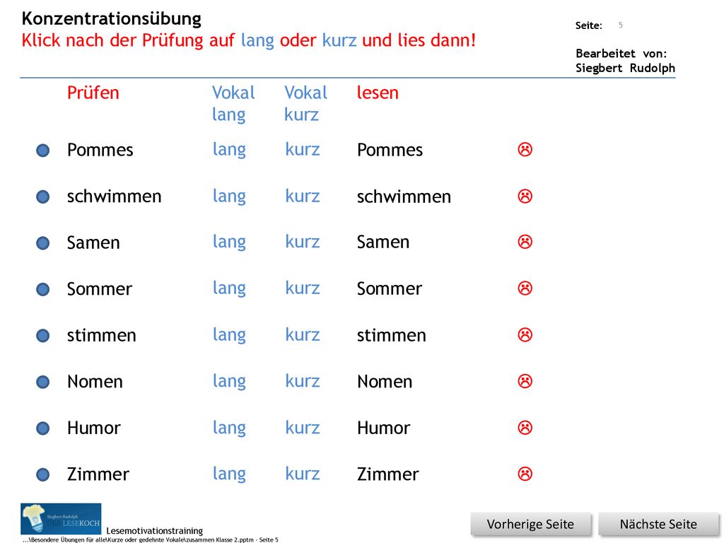 Klick nach der Prüfung auf lang oder kurz und lies dann!