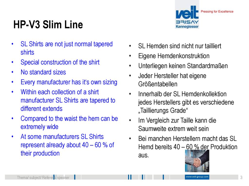 HP-V3 Slim Line SL Shirts are not just normal tapered shirts