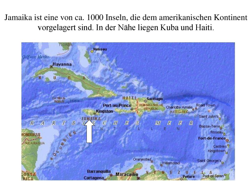 Jamaika ist eine von ca Inseln, die dem amerikanischen Kontinent vorgelagert sind.
