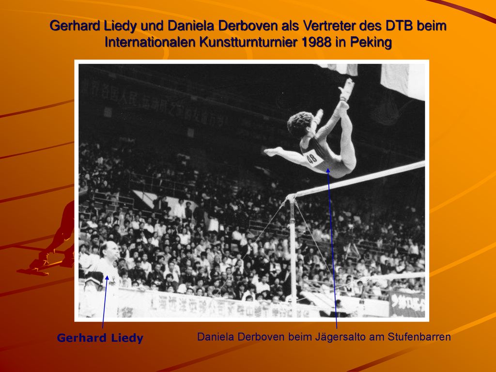 Gerhard Liedy und Daniela Derboven als Vertreter des DTB beim Internationalen Kunstturnturnier 1988 in Peking