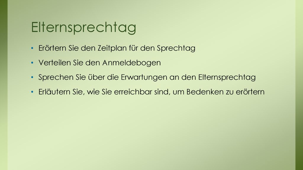 Elternsprechtag Erörtern Sie den Zeitplan für den Sprechtag