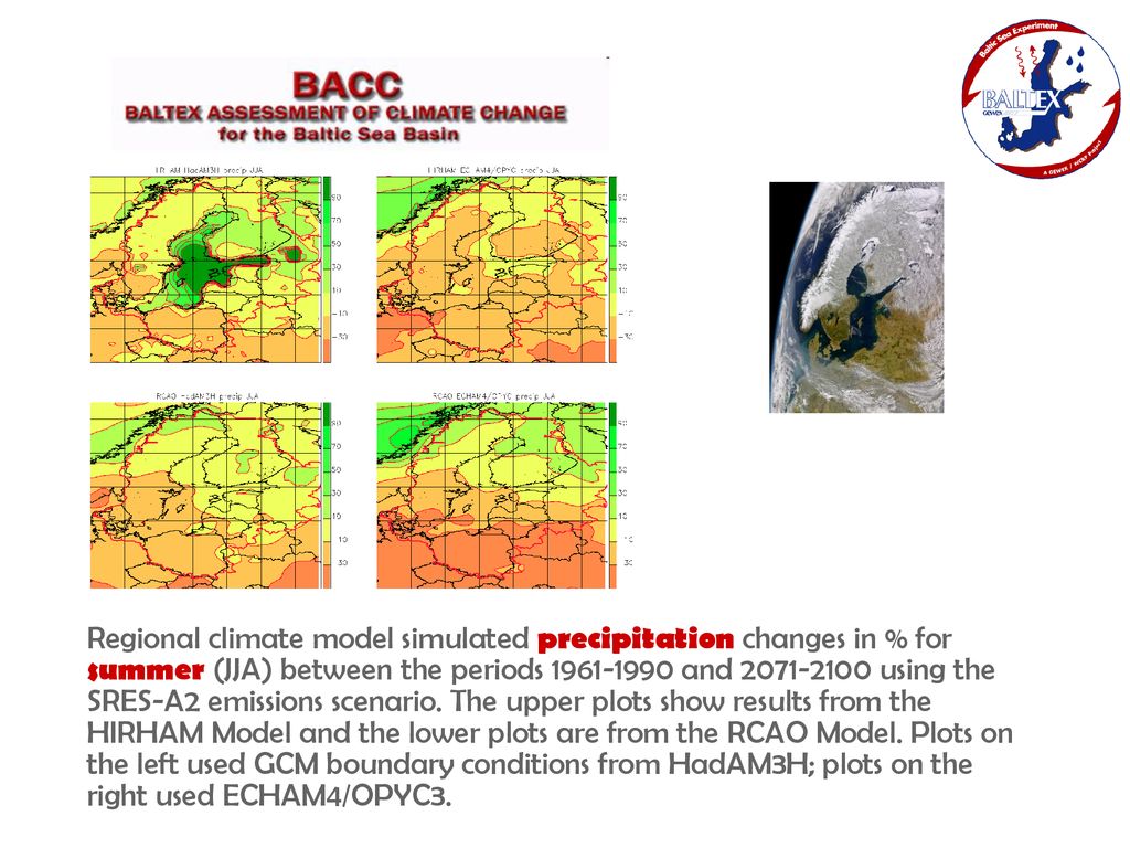 Regional climate model simulated precipitation changes in % for summer (JJA) between the periods 1961‑1990 and 2071‑2100 using the SRES‑A2 emissions scenario.