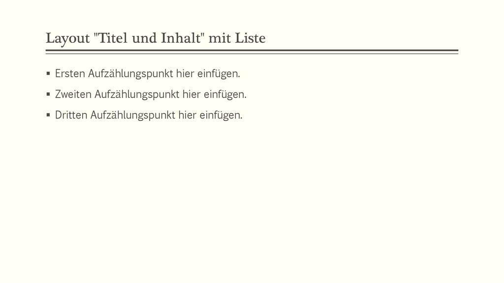 Layout Titel und Inhalt mit Liste