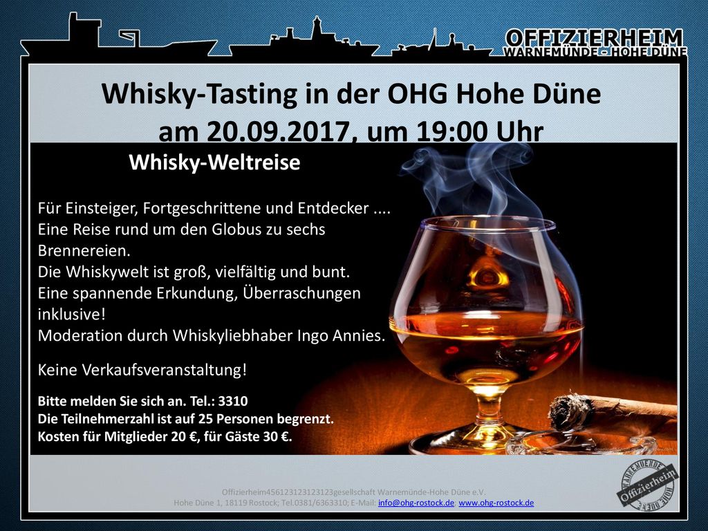 Whisky-Tasting in der OHG Hohe Düne am , um 19:00 Uhr