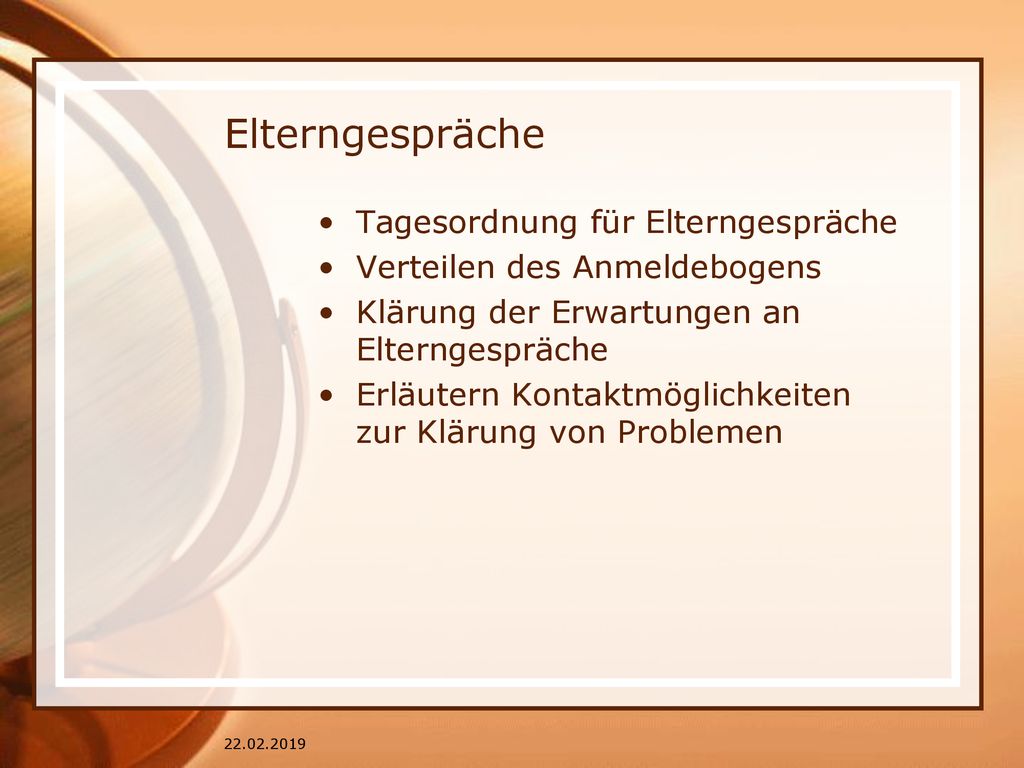 Elterngespräche Tagesordnung für Elterngespräche