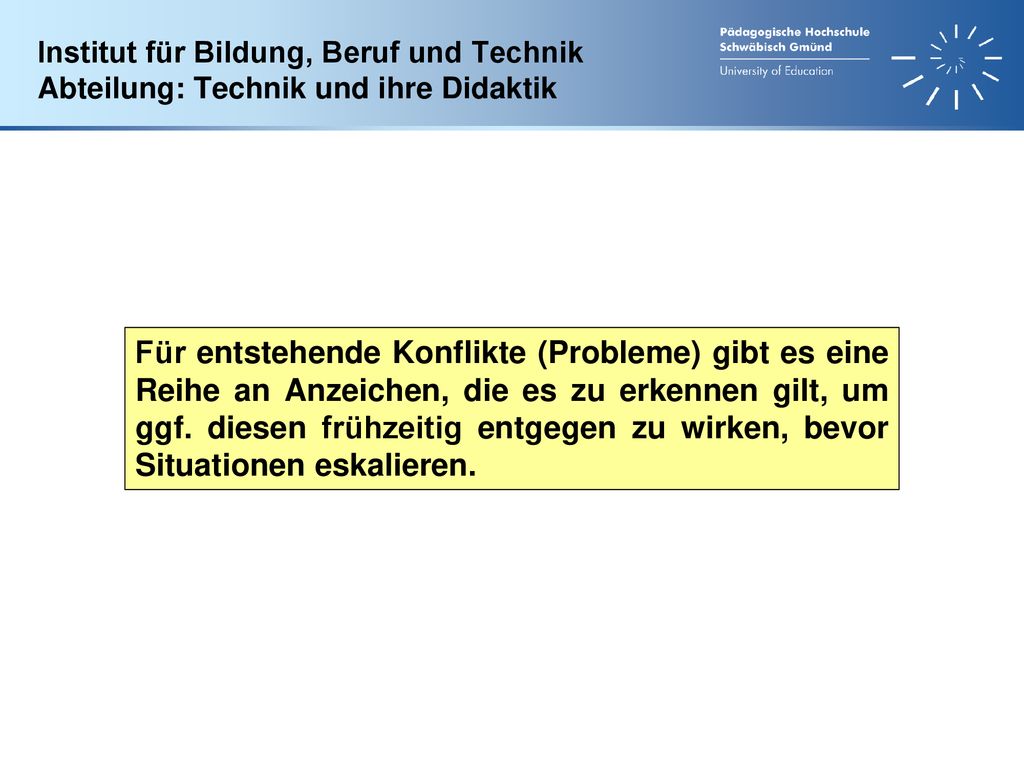 Institut für Bildung, Beruf und Technik Abteilung: Technik und ihre Didaktik