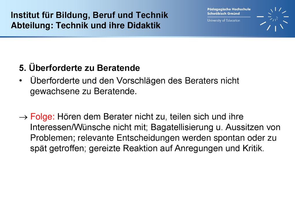 Institut für Bildung, Beruf und Technik Abteilung: Technik und ihre Didaktik