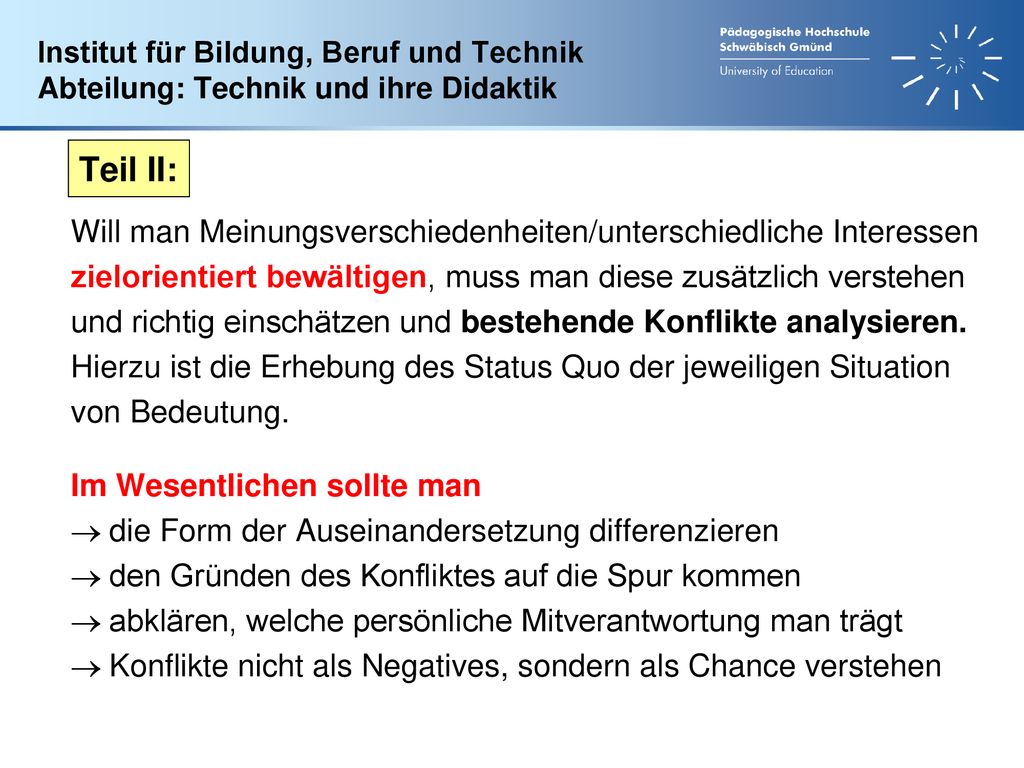 Institut für Bildung, Beruf und Technik Abteilung: Technik und ihre Didaktik