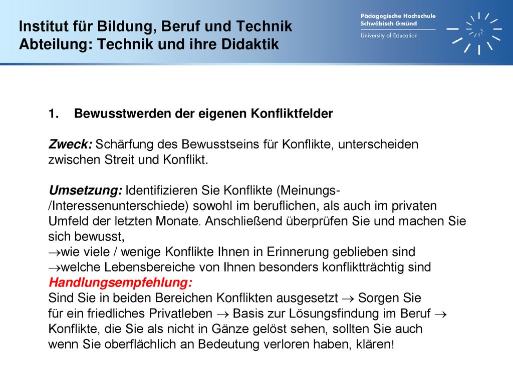 Institut für Bildung, Beruf und Technik Abteilung: Technik und ihre Didaktik