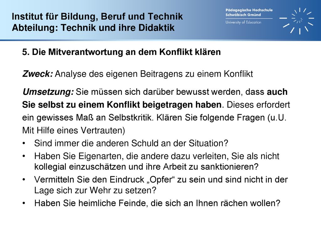 Institut für Bildung, Beruf und Technik Abteilung: Technik und ihre Didaktik