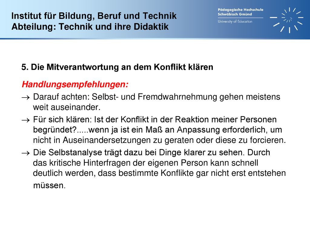 Institut für Bildung, Beruf und Technik Abteilung: Technik und ihre Didaktik