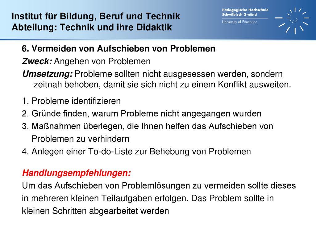 Institut für Bildung, Beruf und Technik Abteilung: Technik und ihre Didaktik