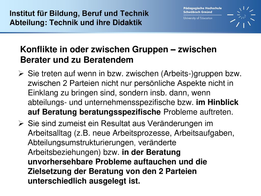 Institut für Bildung, Beruf und Technik Abteilung: Technik und ihre Didaktik
