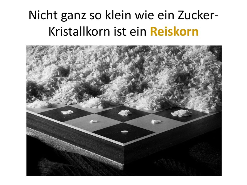 Nicht ganz so klein wie ein Zucker-Kristallkorn ist ein Reiskorn