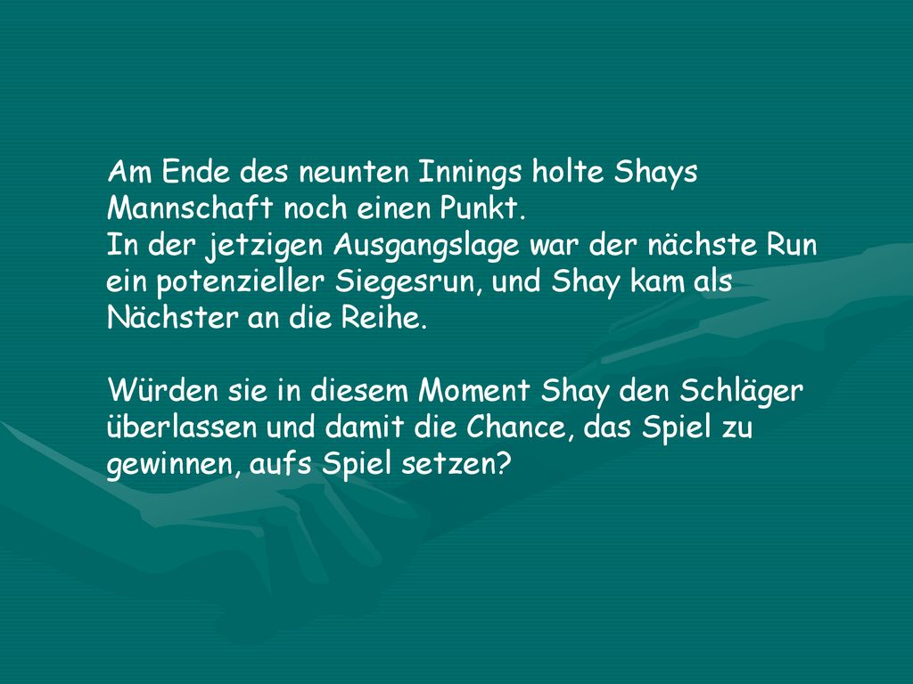 Am Ende des neunten Innings holte Shays Mannschaft noch einen Punkt.