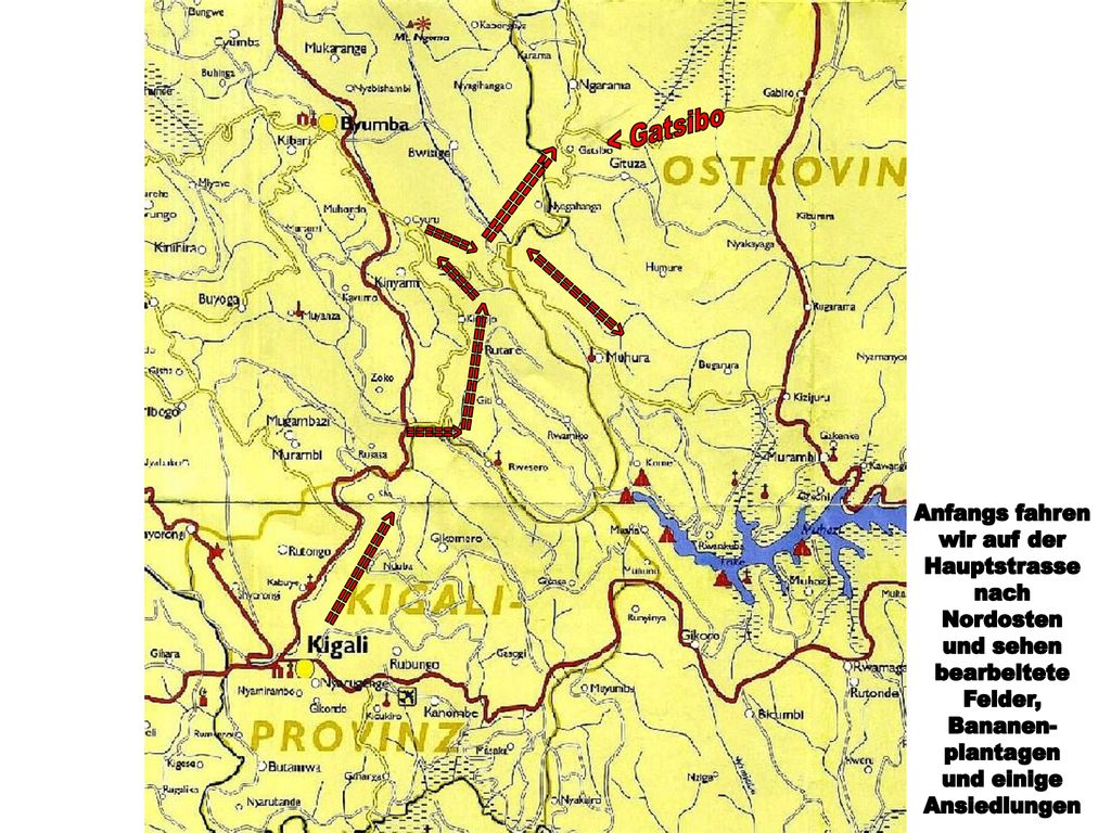 < Gatsibo Anfangs fahren wir auf der Hauptstrasse nach Nordosten