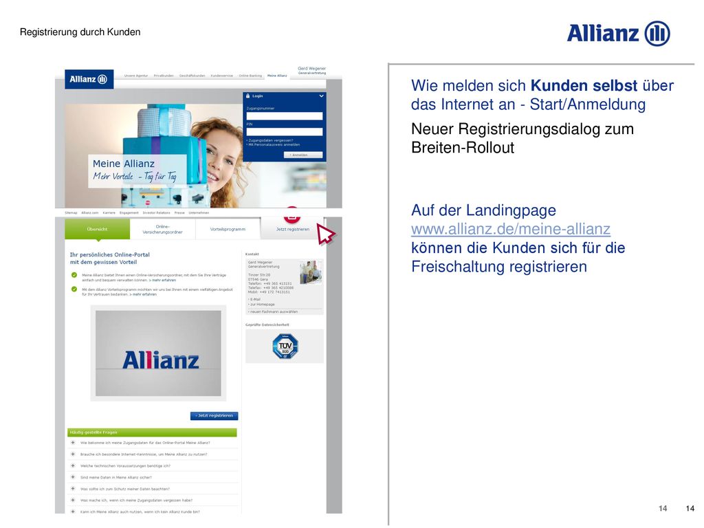 Wie melden sich Kunden selbst über das Internet an - Start/Anmeldung