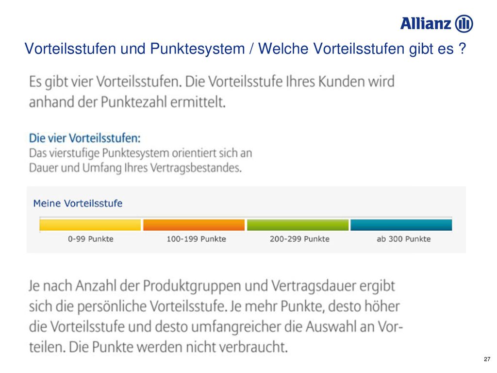 Vorteilsstufen und Punktesystem / Welche Vorteilsstufen gibt es