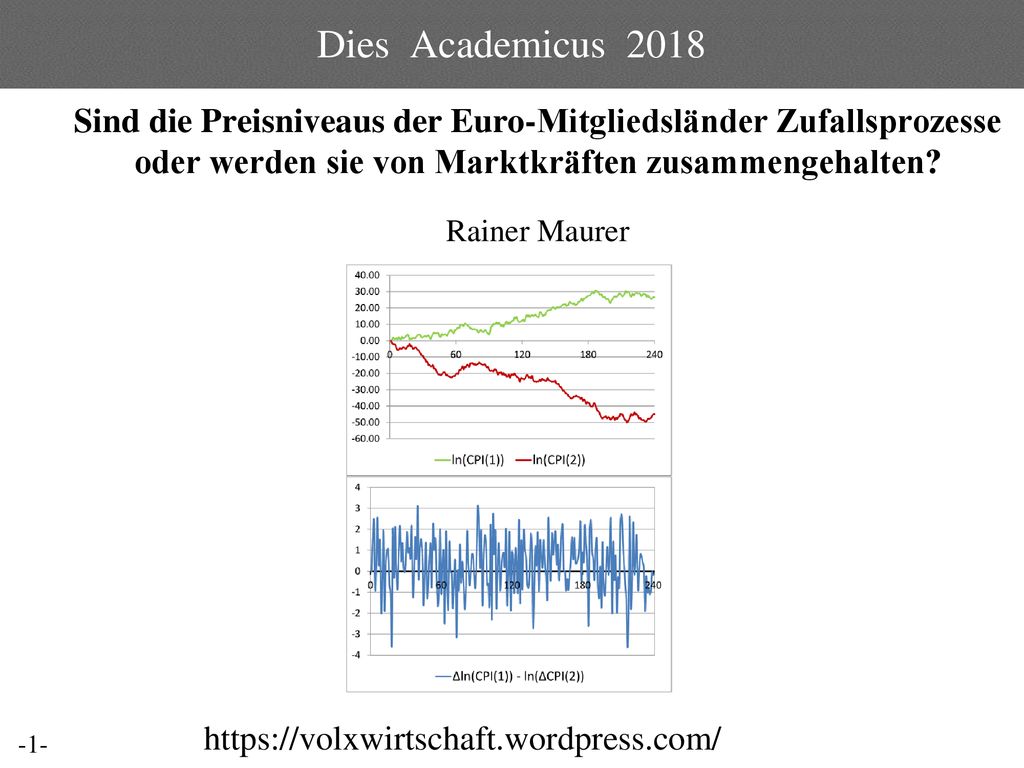 Dies Academicus 2018 Sind die Preisniveaus der Euro-Mitgliedsländer Zufallsprozesse oder werden sie von Marktkräften zusammengehalten