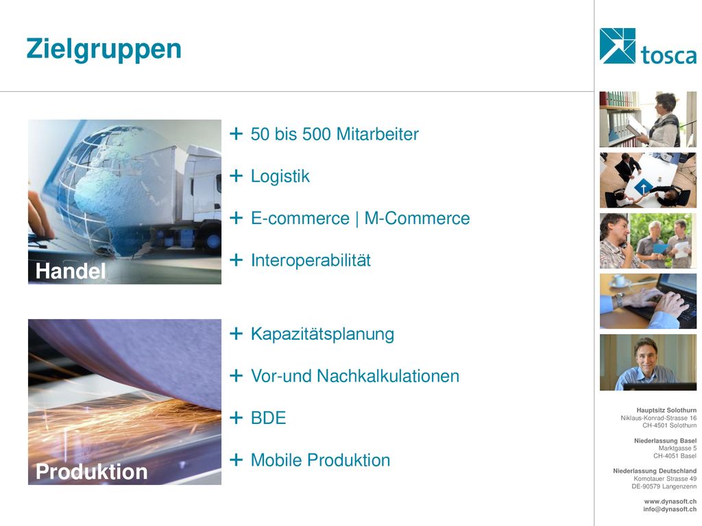 Zielgruppen Handel Produktion 50 bis 500 Mitarbeiter Logistik