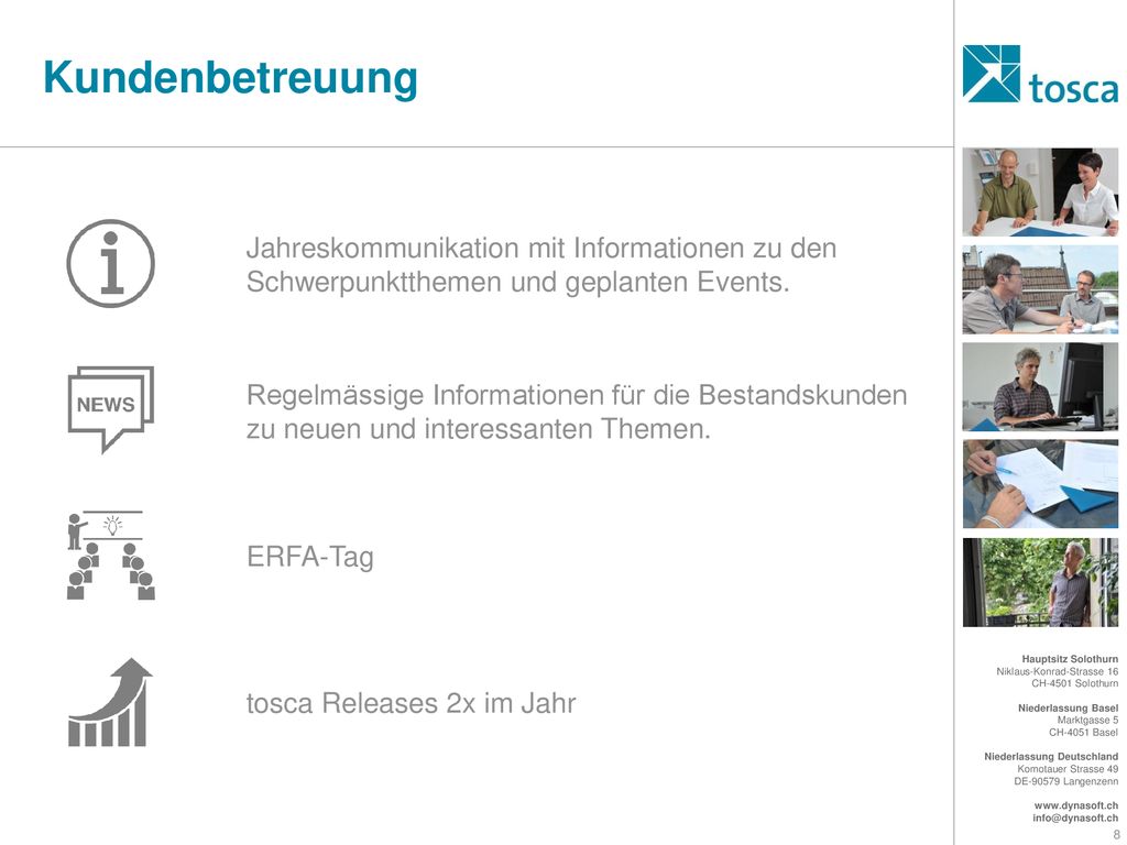 Kundenbetreuung Jahreskommunikation mit Informationen zu den Schwerpunktthemen und geplanten Events.