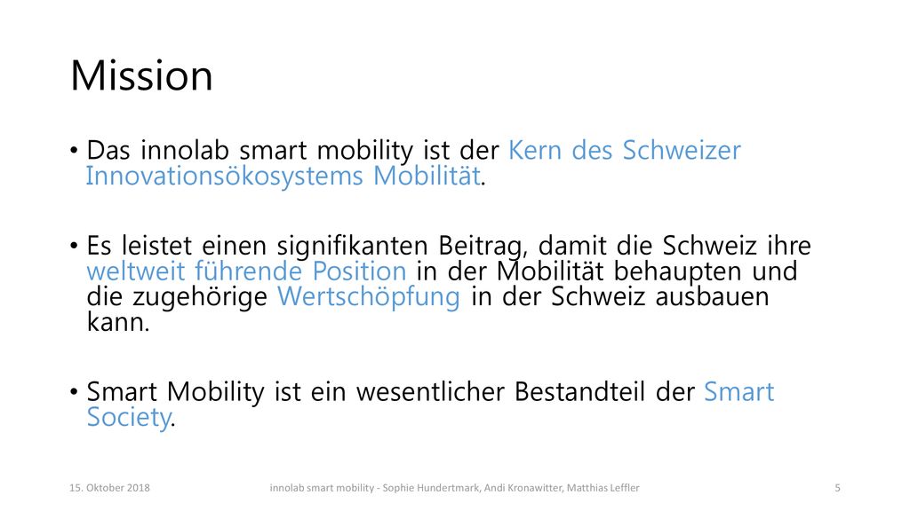 Mission Das innolab smart mobility ist der Kern des Schweizer Innovationsökosystems Mobilität.