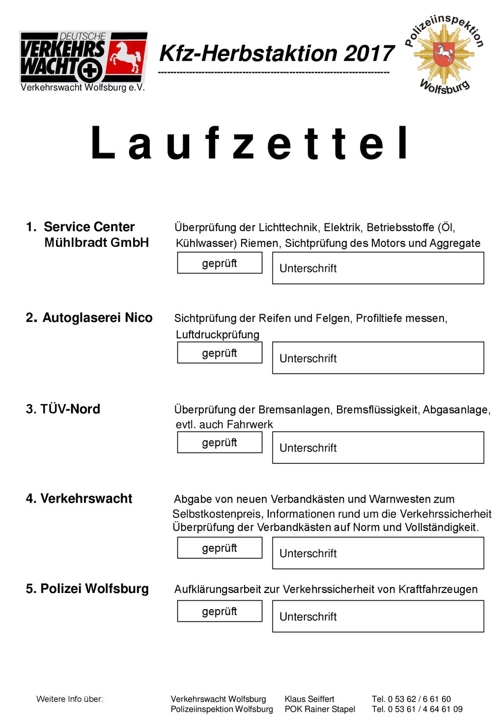 L a u f z e t t e l Kfz-Herbstaktion 2017