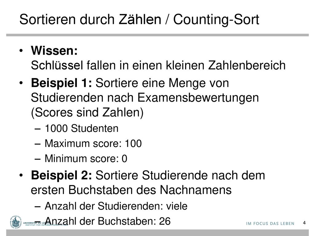 Sortieren durch Zählen / Counting-Sort