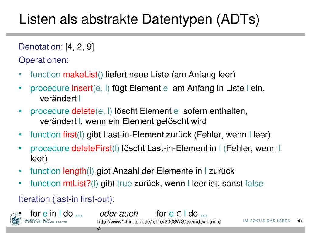 Listen als abstrakte Datentypen (ADTs)