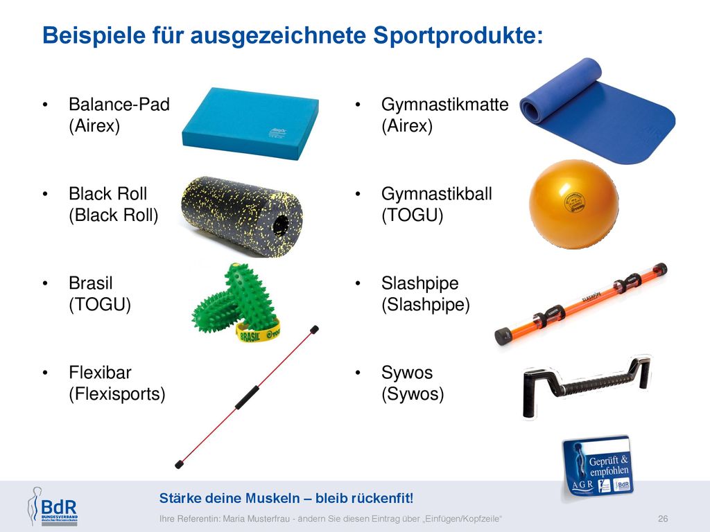 Beispiele für ausgezeichnete Sportprodukte: