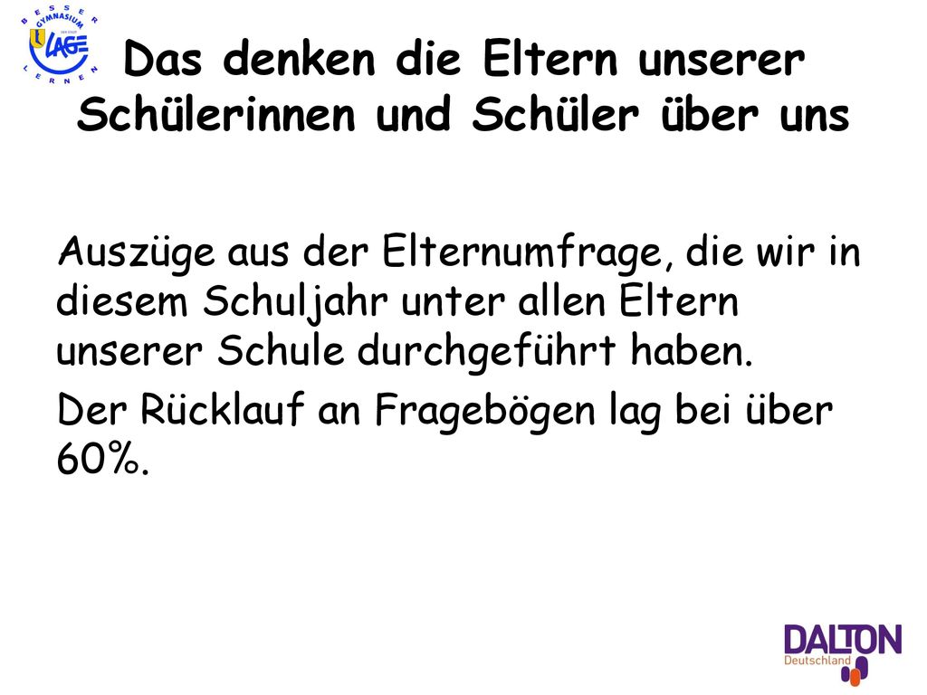 Das denken die Eltern unserer Schülerinnen und Schüler über uns