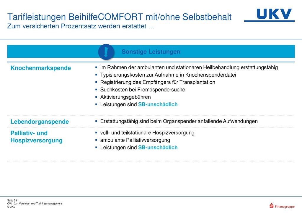 Tarifleistungen BeihilfeCOMFORT mit/ohne Selbstbehalt Zum versicherten Prozentsatz werden erstattet …