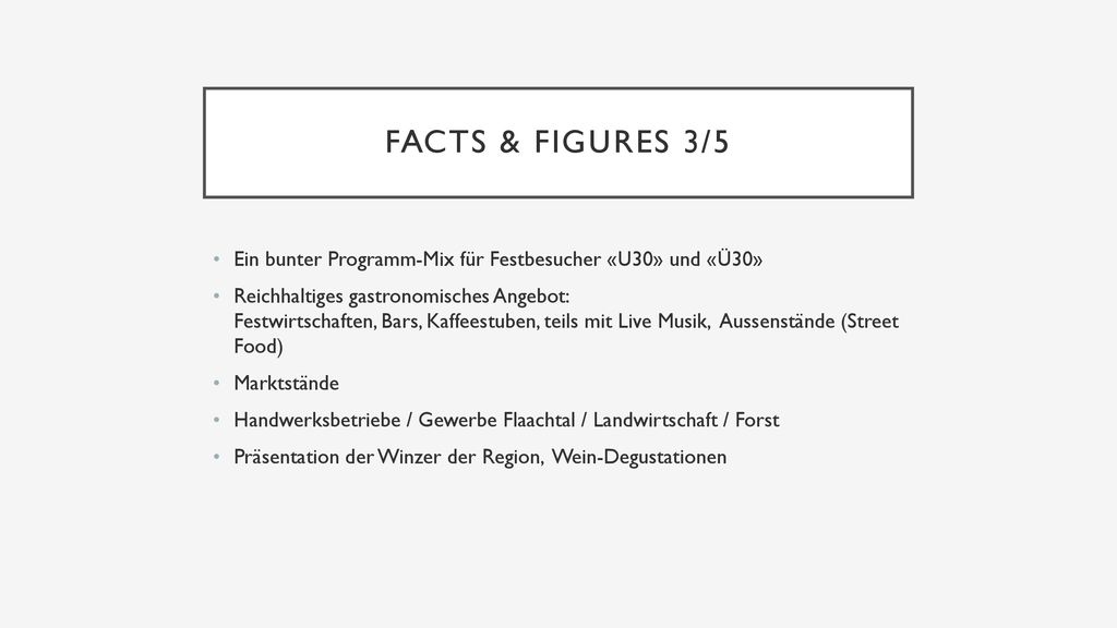 Facts & Figures 3/5 Ein bunter Programm-Mix für Festbesucher «U30» und «Ü30»