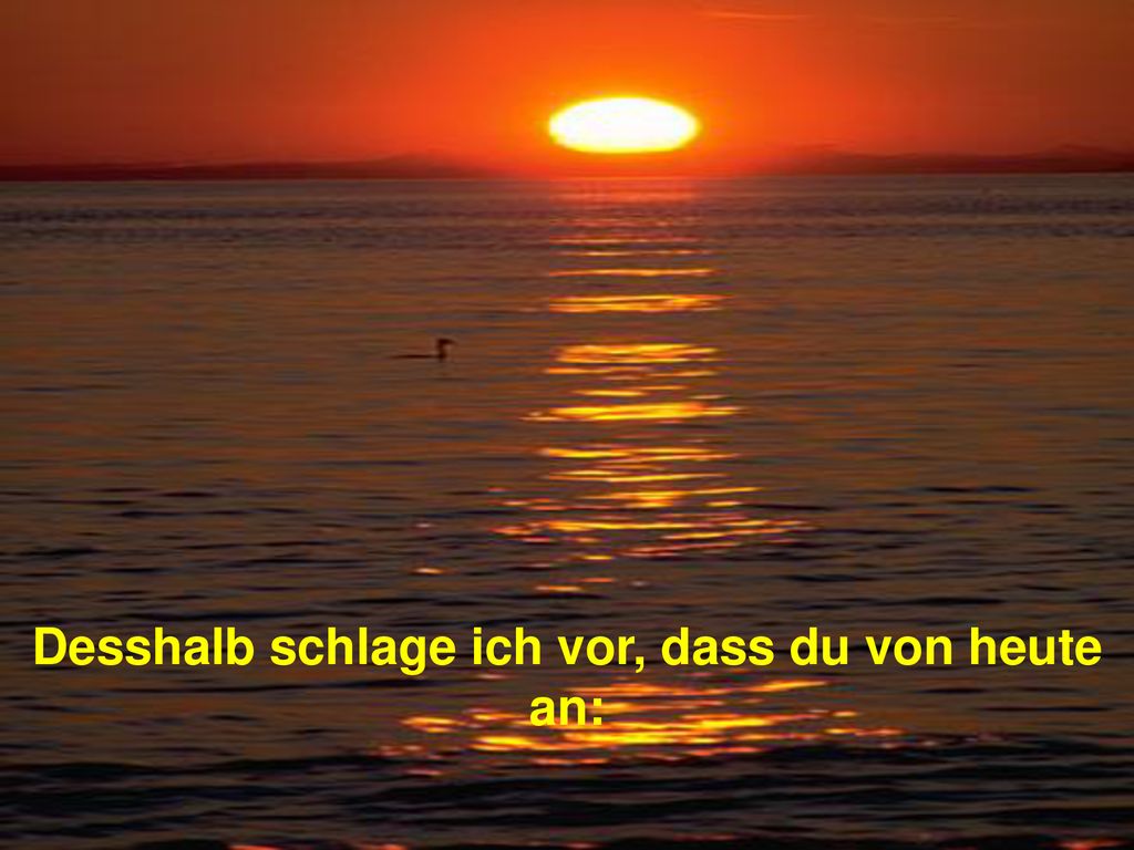 Desshalb schlage ich vor, dass du von heute an: