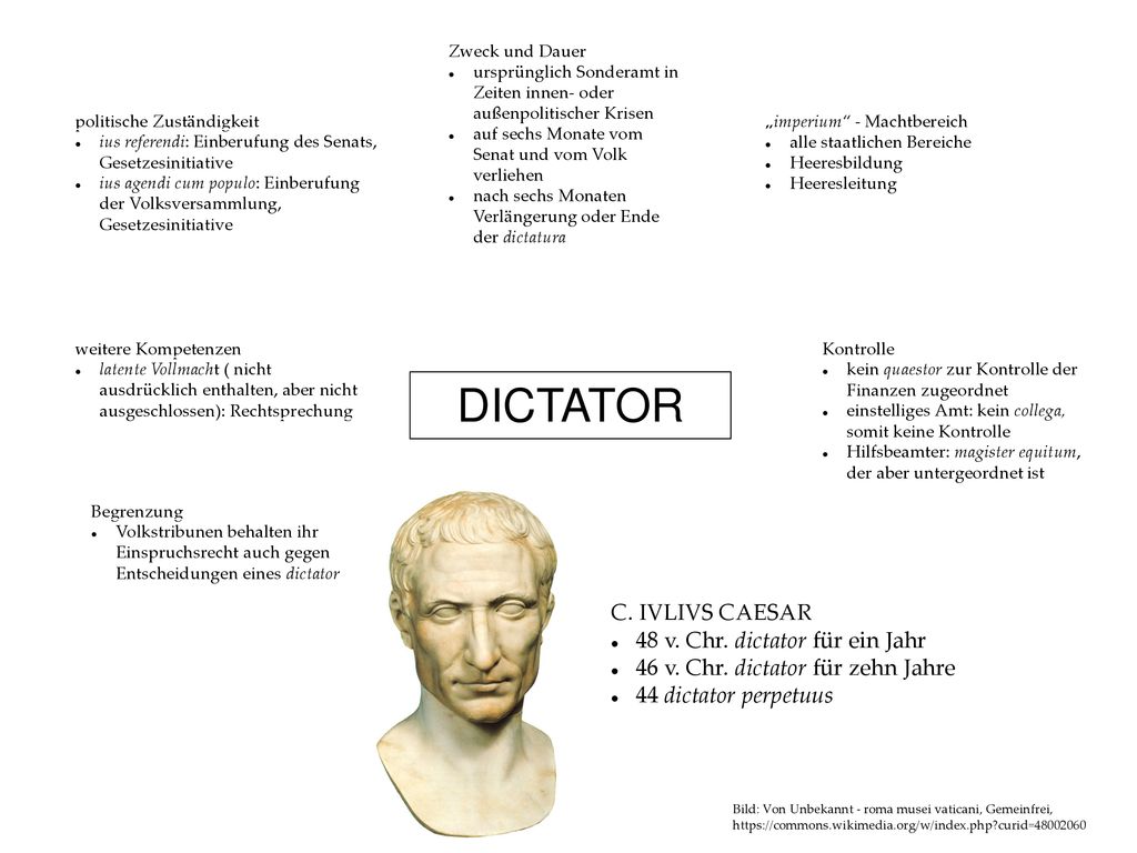 DICTATOR C. IVLIVS CAESAR 48 v. Chr. dictator für ein Jahr