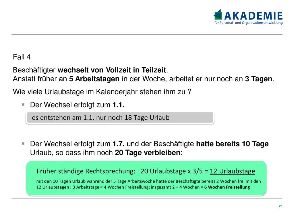 Wie viele Urlaubstage im Kalenderjahr stehen ihm zu
